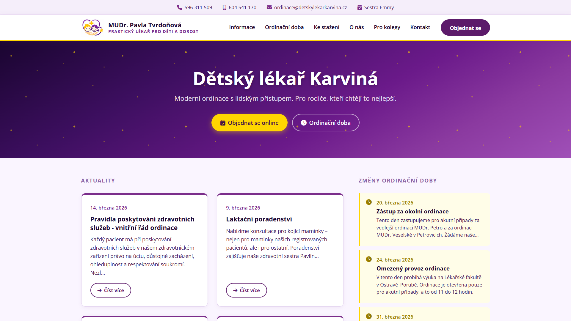 Ukázka webu MUDr. Pavla Tvrdoňová